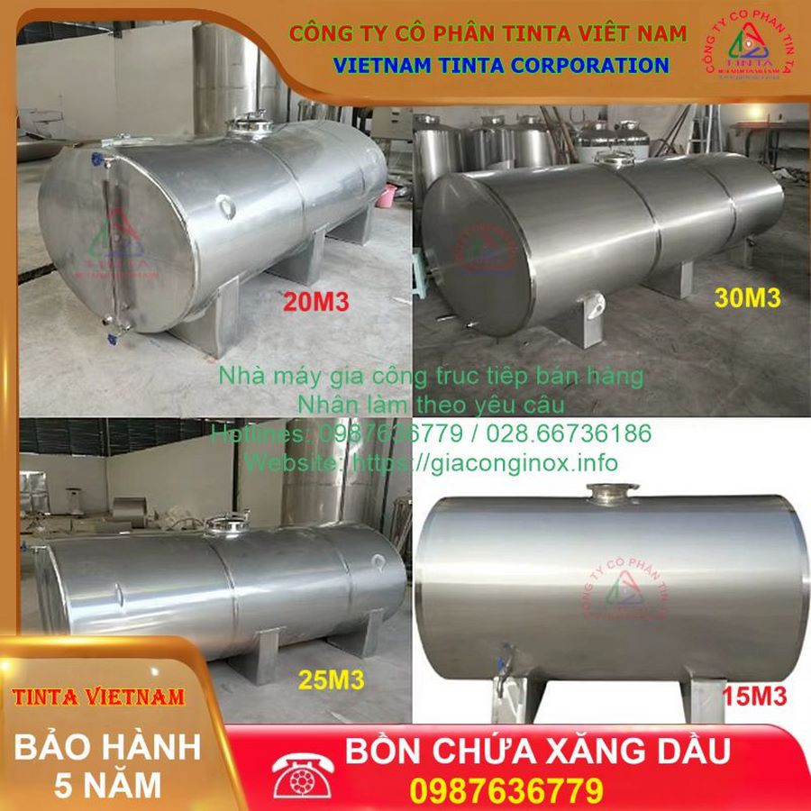 Xưởng gia công bồn inox công nghiệp tại TP.HCM, chuyên sản xuất bồn chứa, bồn khuấy trộn cho thực phẩm, hóa chất, nước giải khát, rượu bia chất lượng cao.