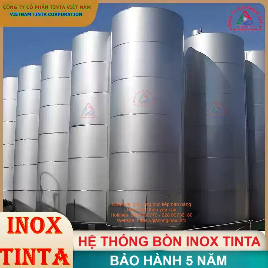 Bồn công nghiệp inox Tinta - Đỉnh cao chất lượng: Sản phẩm đạt huy chương vàng về chất lượng, được chế tạo từ inox cao cấp, đảm bảo độ bền vượt trội và đáp ứng đầy đủ các tiêu chuẩn kiểm định khắt khe.