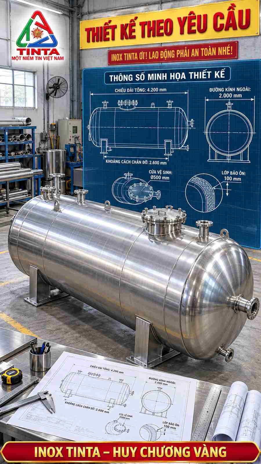 Diện Mạo Mới Bảo Hộ Lao Động Mới - INOX TINTA Đem lại sự thay đổi mới vượt bậc cho sản phẩm bồn bảo ôn công nghiệp inox 316.