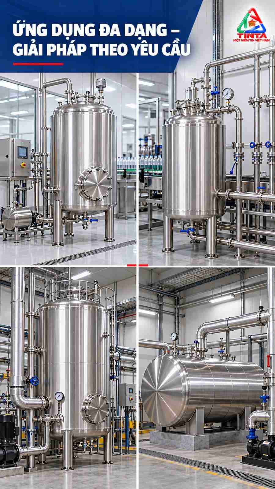INOX TINTA Thay Đổi Diện Mạo – Áo Bảo Hộ Mới cùng hệ thống bồn chứa inox 316 chuyên dụng, đáp ứng yêu cầu sản xuất công nghiệp hiện đại.