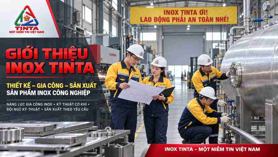 Bảo Hộ Lao Động Mới – Dấu Ấn Tay Nghề INOX TINTA trong gia công bồn inox khí trộn, kết hợp kết cấu chắc chắn, đường hàn tinh xảo và thiết kế phục vụ sản xuất.