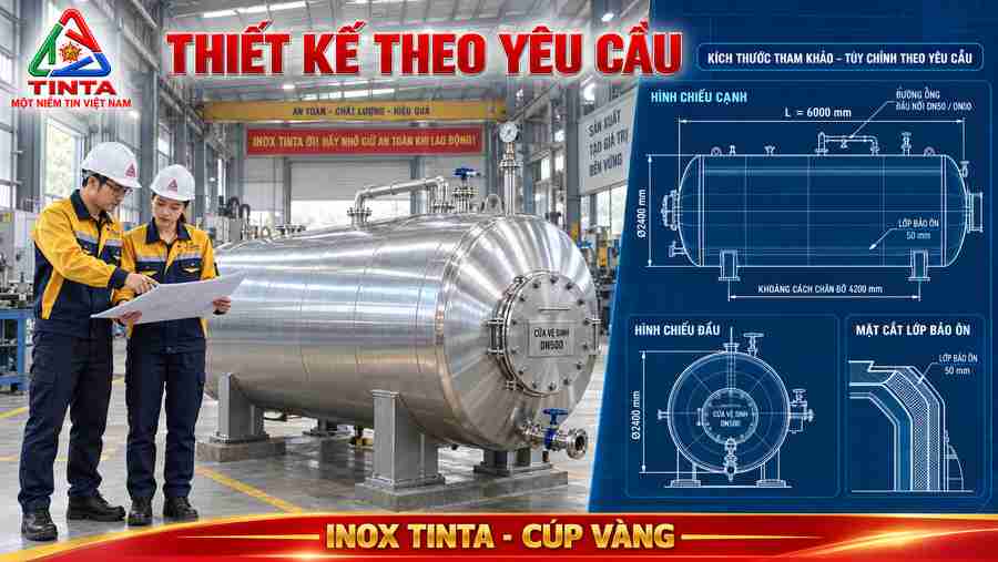 Diện Mạo Mới Của Người Thợ – INOX TINTA giới thiệu kỹ thuật gia công bồn chứa nguyên liệu inox 316, nơi tay nghề hàn và độ chính xác tạo nên giá trị sản phẩm.