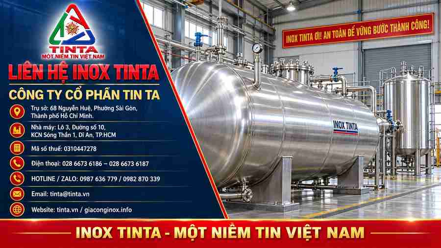 Bảo Hộ Lao Động Mới – Công Nghệ Gia Công Mới – INOX TINTA tạo dấu ấn trong từng mối hàn TIG/Argon và từng đường nét của bồn inox công nghiệp theo yêu cầu.