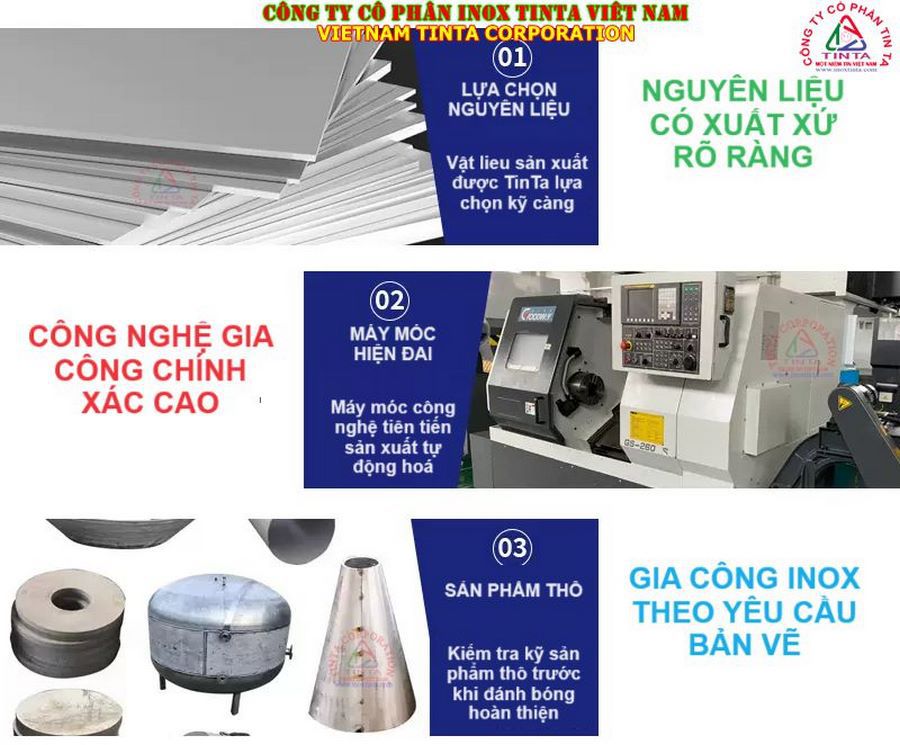 Xưởng gia công inox TP.HCM, gia công bồn inox, báo giá trực tiếp, giao hàng nhanh cho các khu vực như Bình Phước, Vĩnh Long, Cần Thơ.