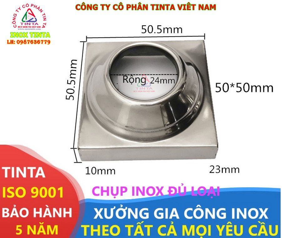 Nắp chụp inox giá tốt, đa dạng kích thước! Inox TinTa nhận gia công bịt đầu ống, chụp chân ống sắt thép/inox theo yêu cầu, giao nhanh, uy tín!