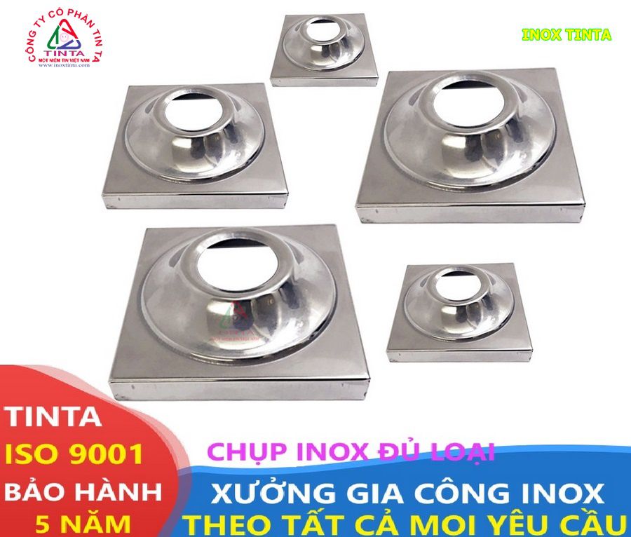 Sản phẩm nắp chụp inox tại Inox TinTa: Giải pháp bịt đầu ống lý tưởng cho lan can, cầu thang, bồn bình, giá rẻ, giao hàng nhanh, nhận gia công theo ý bạn.