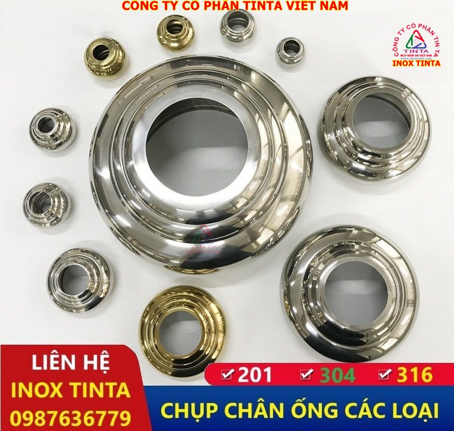 TinTa cung cấp nắp chụp inox đủ loại kích thước, mẫu mã, phù hợp lan can cầu thang, chụp đầu ống, bịt đầu bình, giá rẻ, gia công theo yêu cầu.
