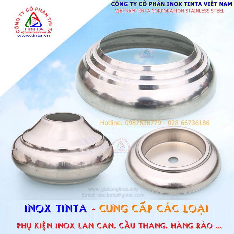 Tinta chuyên gia công nắp chụp inox, nút bịt đầu ống cho các công trình lan can cầu thang. Sản phẩm đẹp mắt, bền bỉ và mang tính thẩm mỹ cao.