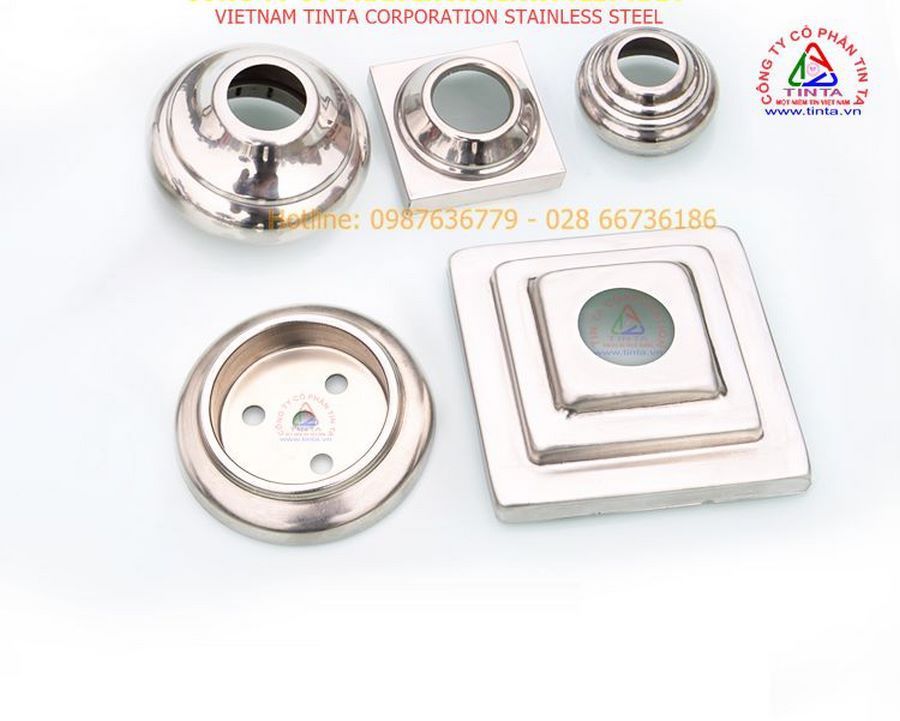 Báo giá bán các phụ kiện inox đẹp và nắp chụp chân trụ lan can cầu thang đẹp theo yêu cầu.