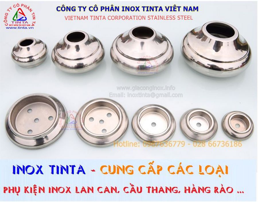 Với xưởng gia công chuyên nghiệp, Tinta cung cấp các sản phẩm nắp chụp inox, nút bịt đầu ống trang trí cho lan can cầu thang bền đẹp, phù hợp mọi công trình.