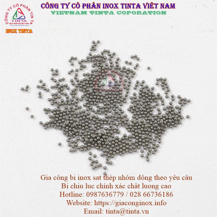 Bi inox 316L 3.175mm xưởng gia công Inox TinTa còn nhận gia công các loại hạt bi, viên bi inox, sắt thép, đồng, nhôm với mọi kích thước