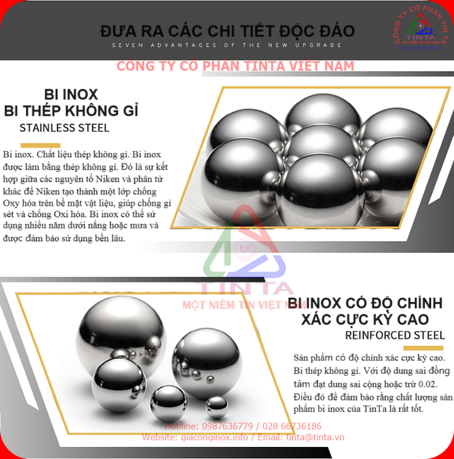 Được làm từ Xưởng inox TinTa bằng thép không gỉ loại 316L, viên bi này có đặc hoàn toàn và phù hợp với các tiêu chuẩn khắt khe