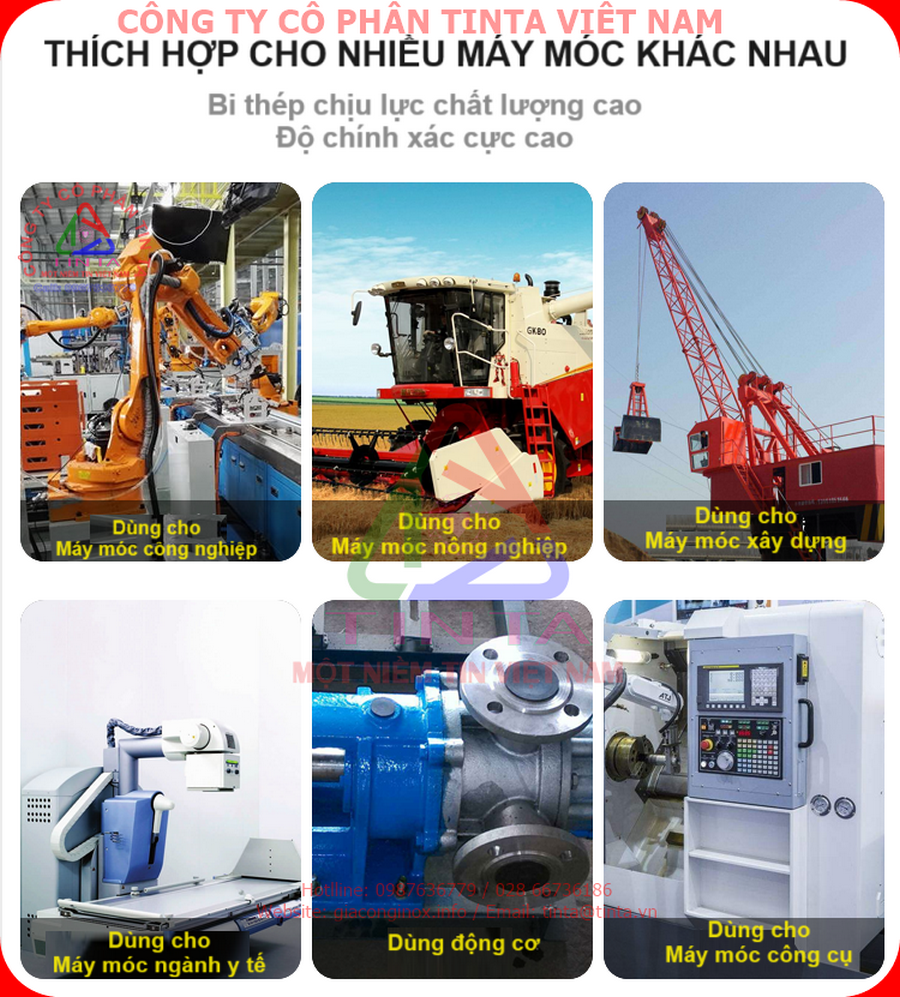 Ứng dụng trong các nghành - Xưởng gia công Bi inox TinTa 301 201 304 316 – Chất lượng làm nên uy tín!