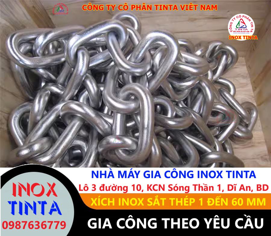 Dây xích inox 304 phi 10mm phù hợp cho cầu cảng, công trình xây dựng và hệ thống nâng hạ nhờ khả năng chịu lực lớn và chống oxy hóa hiệu quả.
