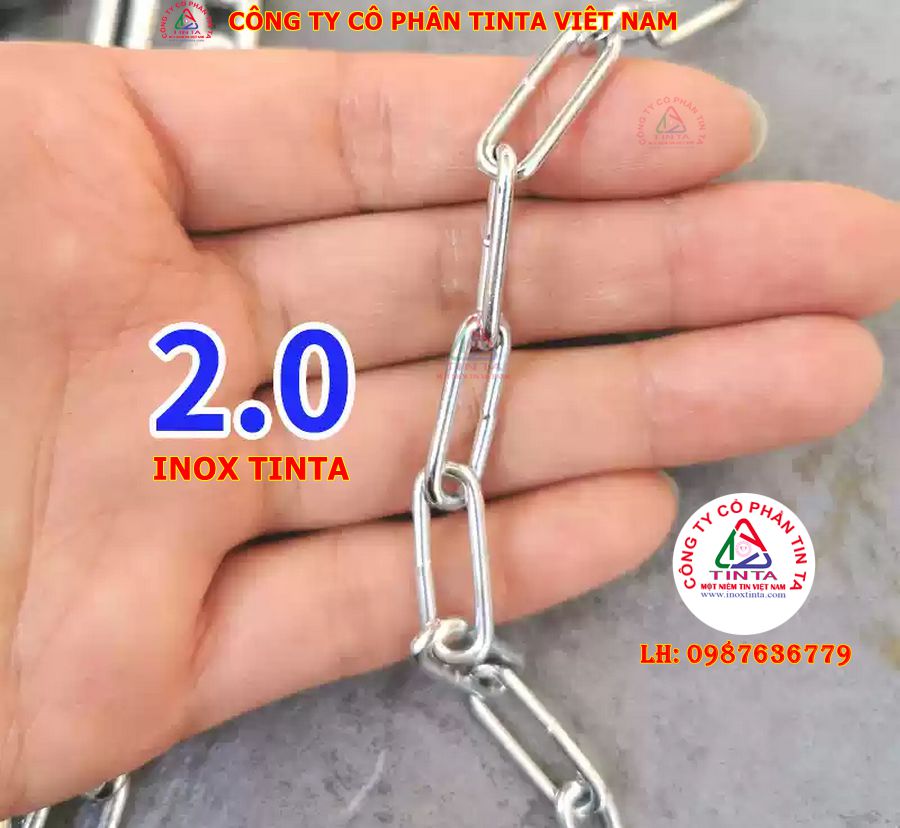 Xích inox bền bỉ, chống gỉ, kích thước linh hoạt từ 1 mm đến 60 mm. Gia công theo yêu cầu, đảm bảo sự hài lòng.