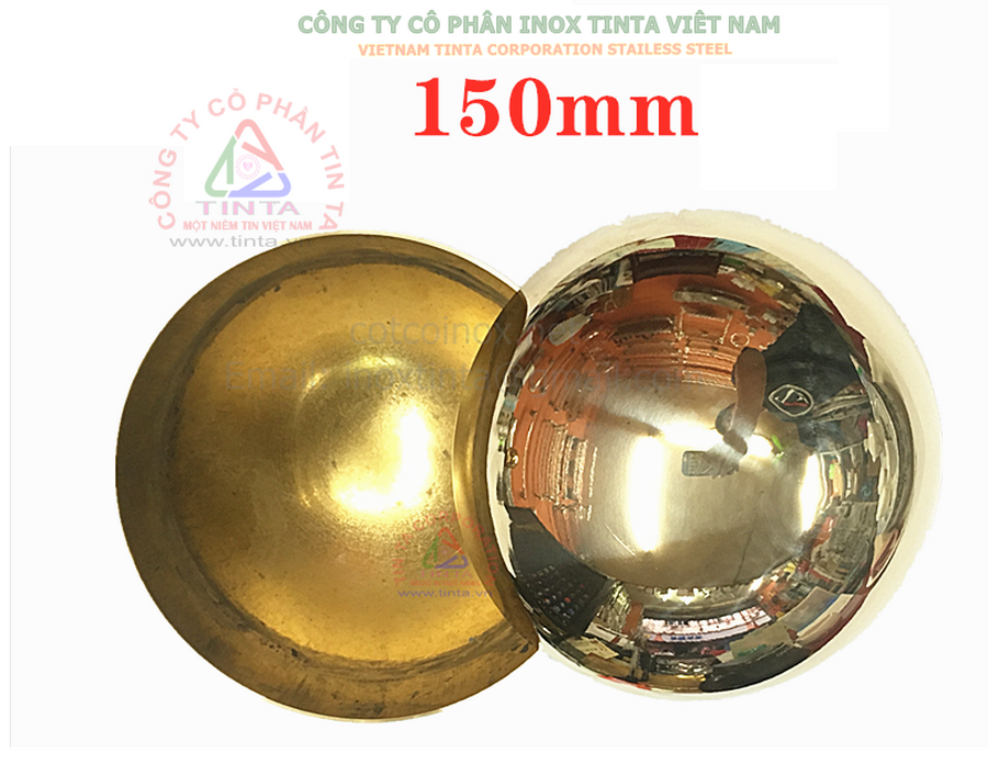 Quả cầu bằng đồng đỏ vàng thau mọi kích thước từ lớn đến nhỏ rỗng.