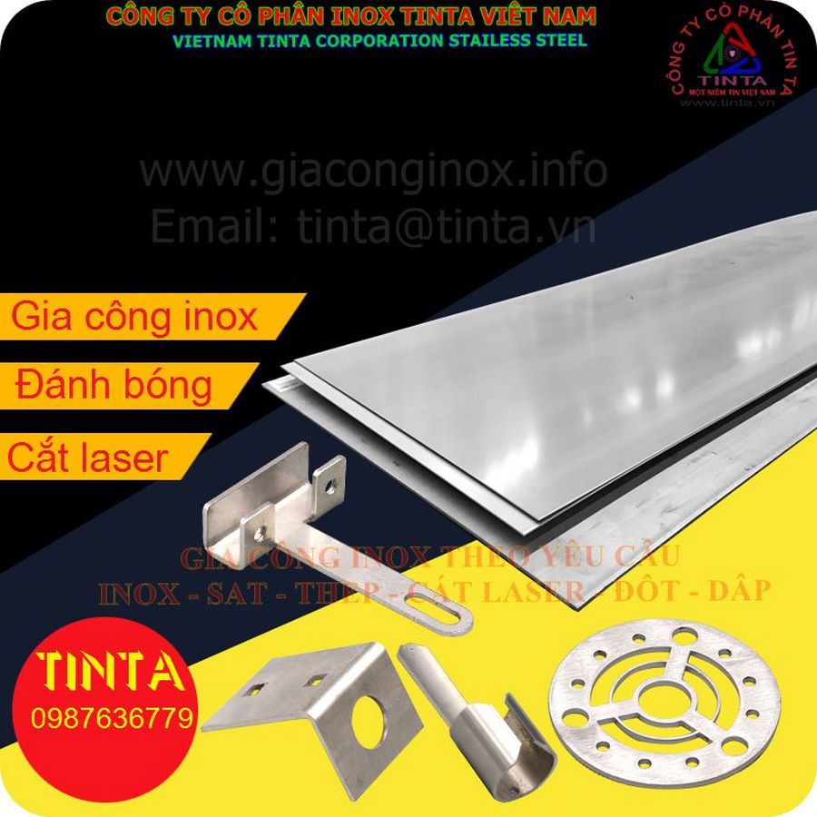 Gia công inox theo yêu cầu chấn đột dập cuốn uốn đục lỗ đánh bóng cắt laser