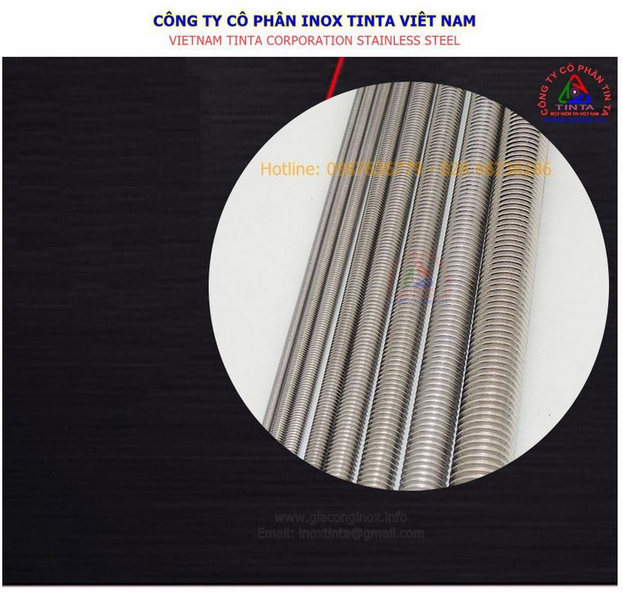 Bán thanh ty ren inox tại tphcm. Thông số kỹ thuật thanh răng ty ren inox 361 304 201 bảng báo giá bán tại tphcm