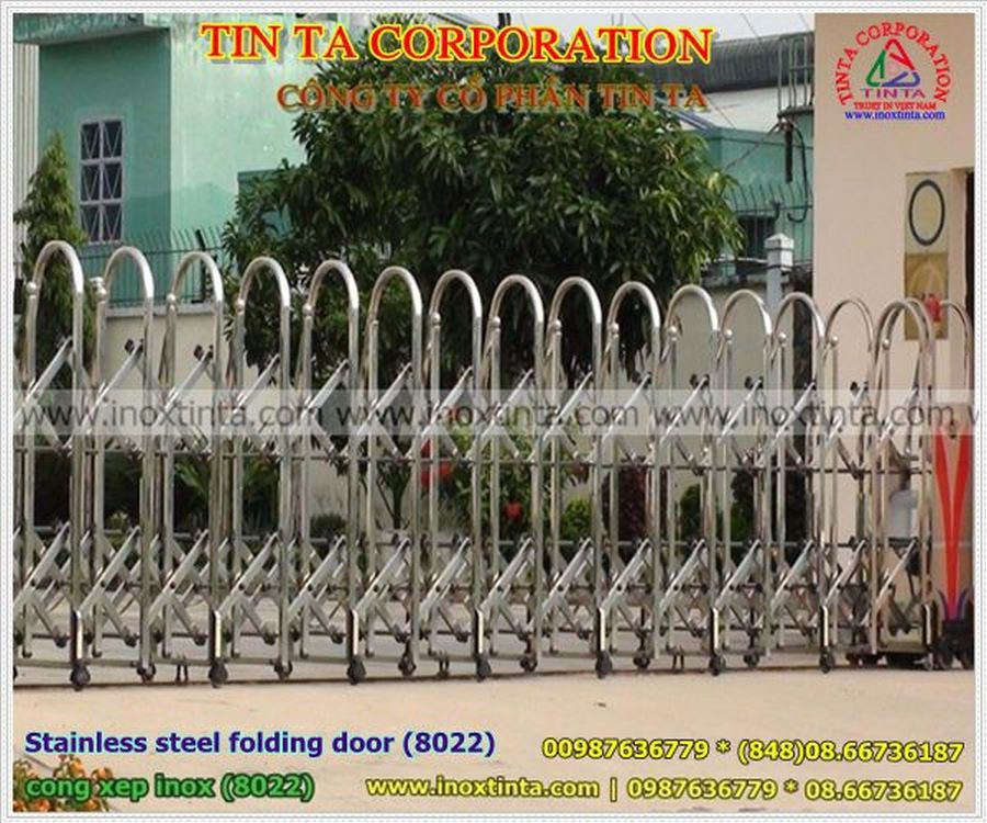 Xưởng gia công cổng xếp inox TinTa, Mẫu cổng xếp inox đẹp giá rẻ bảo hành 24 tháng miễn phí
