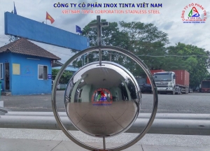 quả địa cầu inox 304 trang trí cảnh quan sân vườn công viên đài nước
