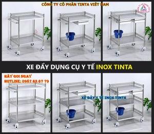Mẫu xe đẩy đồ y tế bằng inox 304 316 đẹp giá rẻ bán sỉ toàn quốc