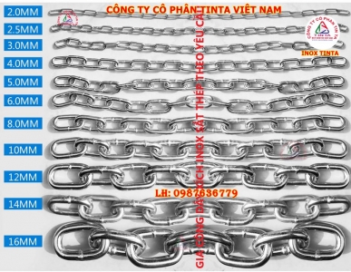 Dây xích inox 201 304 316 đủ kích thước từ 2mm đến 20mm chất lượng cao